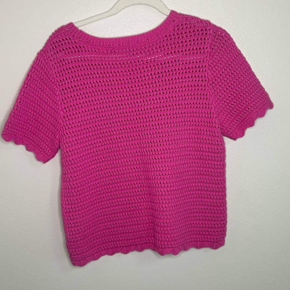 GAP Pink Crochet Short Sleeve Sweater - Picture 5 of 5
